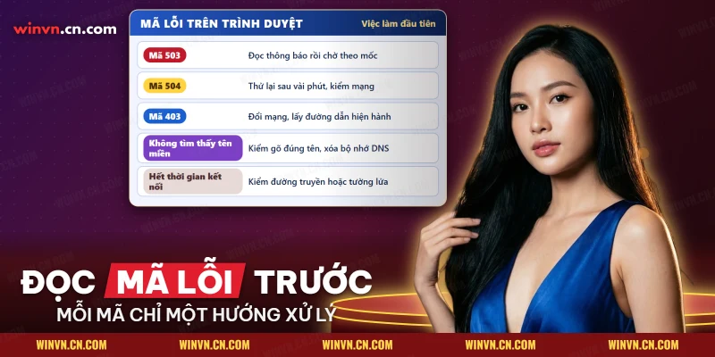 Bảng mã lỗi trình duyệt kèm việc nên làm đầu tiên khi Winvn không vào được