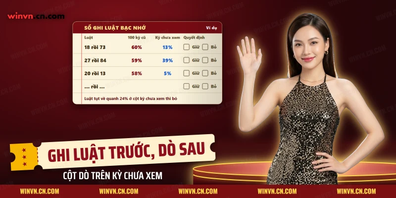 Sổ ghi luật bạc nhớ có cột dò lại trên các kỳ quay chưa xem
