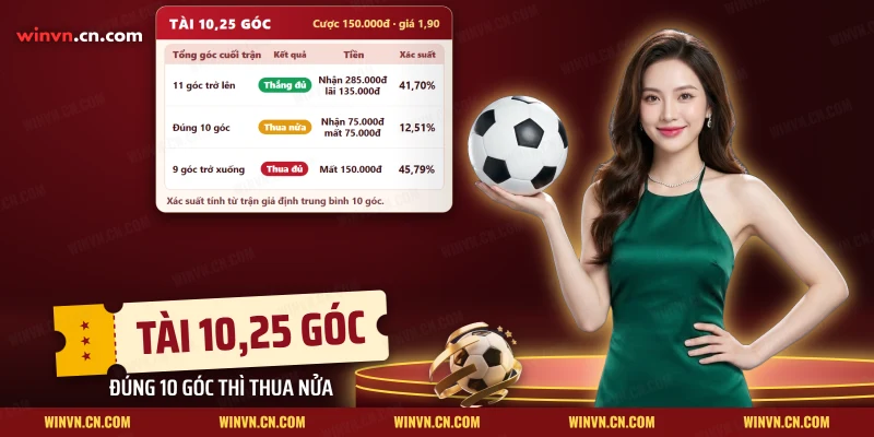 Bảng quy đổi kết quả Tài góc theo mốc thành thắng đủ, thua nửa và thua đủ